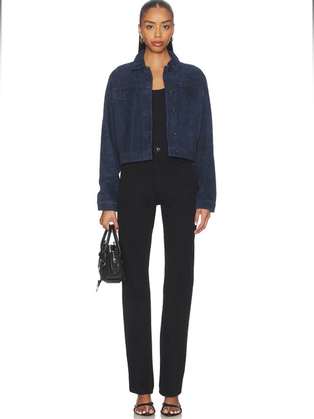 DL1961 VIKA 100% Real Suede Navy Jacket